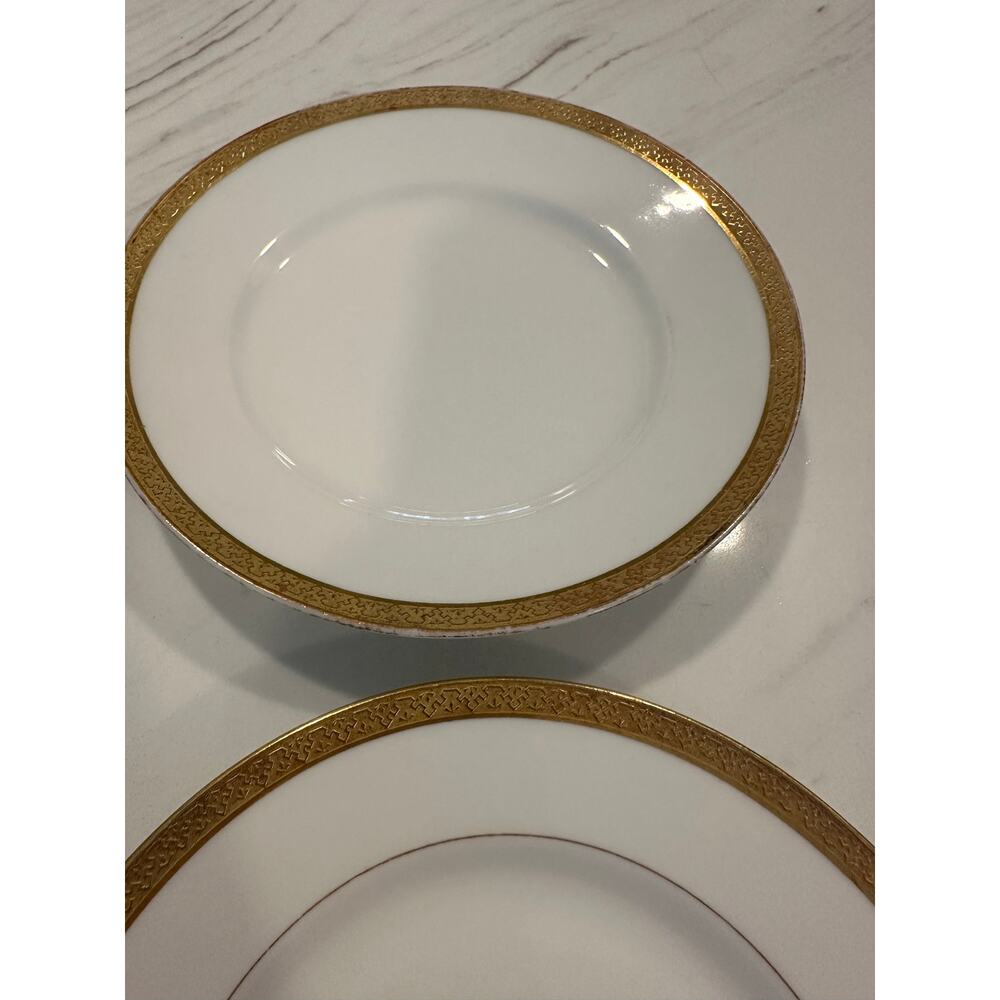 Antique Coronet Limoges France Gold Encrusted 6” Side Plates Set of 6 c 1906-20 - Picture 5 of 7